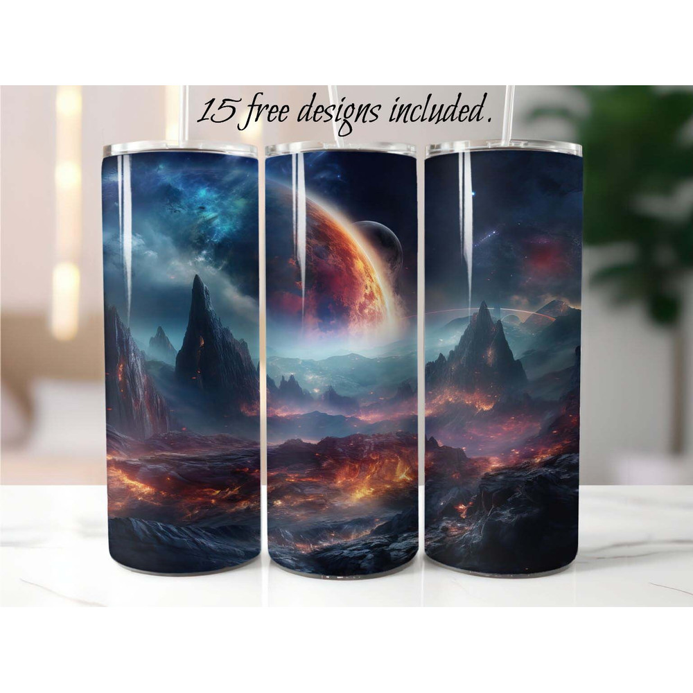 Space Sci Fi 20 oz Skinny Tumbler Sublimation Design Digital Download PNG Sci Fi tumbler.jpg