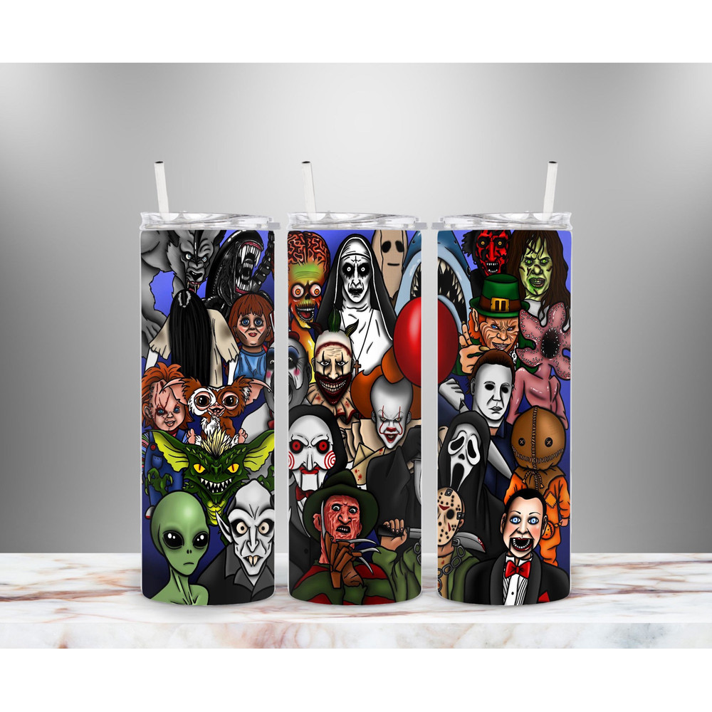Horror Movie Tumbler, Horror Movie Skinny Tumbler, Horror Movie 20oz Skinny Tumbler, Macabre Echoes Tumbler.png