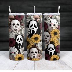 horror movie tumbler, horror movie skinny tumbler, horror movie 20oz skinny tumbler, macabre masterpieces tumbler