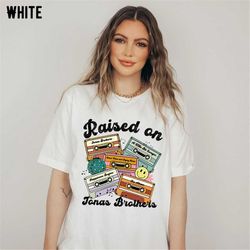 vintage jonas brothers shirt, raised on jonas brothers shirt, one night five albums shirt