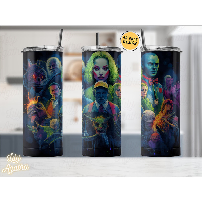 Horror Movie Tumbler, Horror Movie Skinny Tumbler, Horror Movie 20oz Skinny Tumbler, Macabre Twilight Tumbler.png