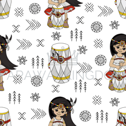 pocahontas rhythm american native culture seamless pattern