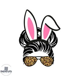 bunny mama messy bun svg png, mom svg, easter svg