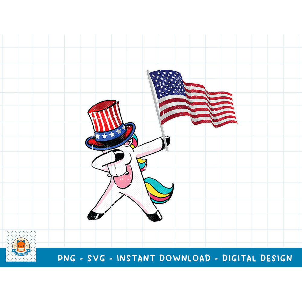Unicorn Dabbing 4th Of July Cute American Flag Patriotic T-Shirt copy.jpg