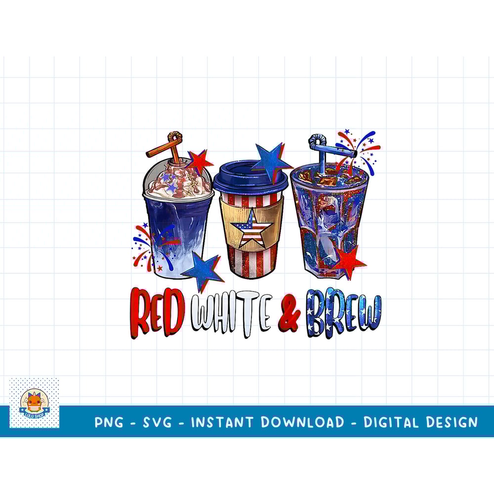 Women Red White Brew Patriotic Ice Coffee 4th of July Coffee T-Shirt copy.jpg