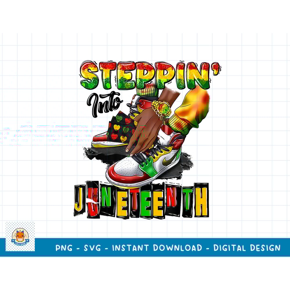 Youth Shoes Steppin' Into Juneteenth Like My Ancestors T-Shirt copy.jpg