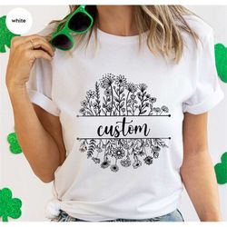 custom plant shirt, gift for her, personalized flower t-shirt, custom gift, floral graphic tees, retro shirt, botanical