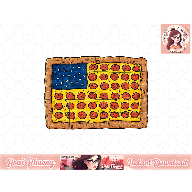 Pizza American Flag 4th Of July Funny Food Boys Girls Kids png, instant download.jpg