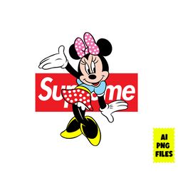 minie mouse supreme png, supreme logo png, minie mouse png, disney supreme png, disney png, ai digital file