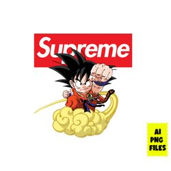 son goku supreme png, supreme logo png, son goku png, daragon ball z supreme png, cartoon png, ai digital file