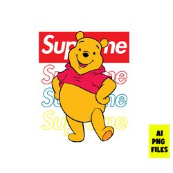 pooh bear supreme png, supreme logo png, pooh bear png, winner the pooh, disney supreme png, disney png, ai digital file