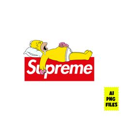homer simpson supreme png, supreme logo png, homer simpson png, cartoon supreme png, cartoon png, ai digital file