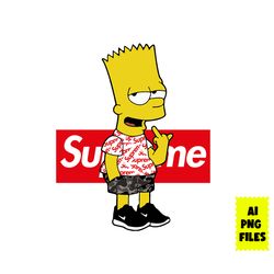 supreme bart simpson png, supreme logo png, bart simpson png, cartoon supreme png digital file, ai file