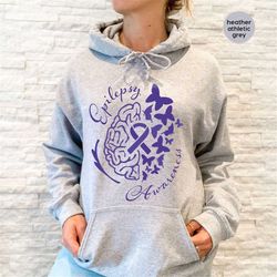 epilepsy crewneck sweatshirt, epilepsy awareness hoodies and sweaters, purple ribbon outfit, awareness gift, neurodivers