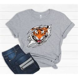 tiger shirt, school spirit team, tiger claw marks, tear, torn, ripped, school mascot shirt, school sports, go tigers shi
