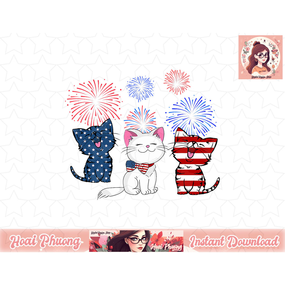 Red White Blue Cat USA Flag 4th Of July Patriotic Cat Lover png, instant download.jpg