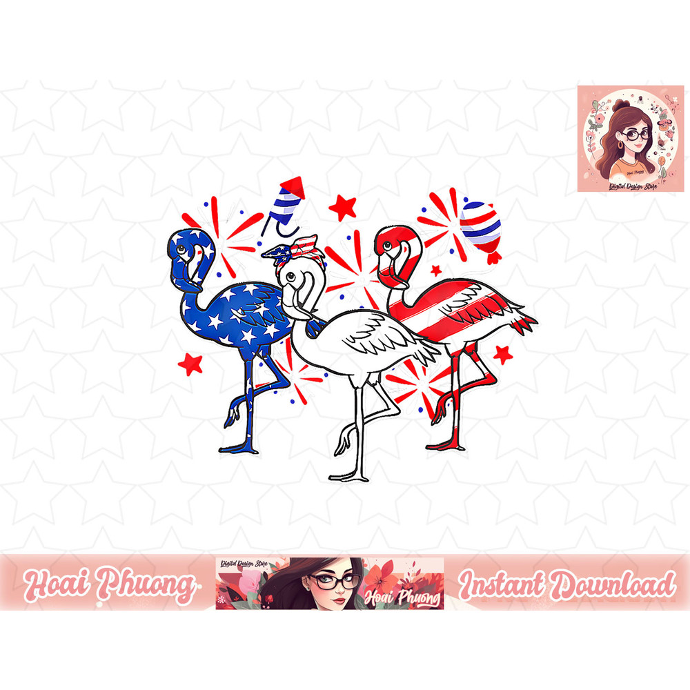 Red White Blue Flamingo 4th Of July Patriot US America Flag png, instant download.jpg