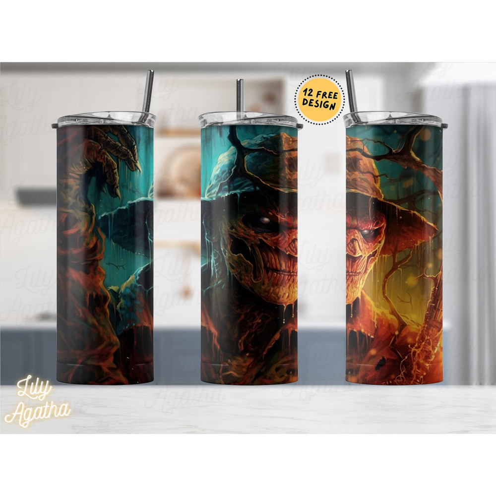 Horror Movie Tumbler, Horror Movie Skinny Tumbler, Horror Movie 20oz Skinny Tumbler, Terrifying Tomes Tumbler.png