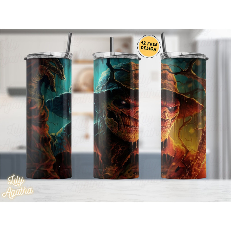 Horror Movie Tumbler, Horror Movie Skinny Tumbler, Horror Movie 20oz Skinny Tumbler, Terrifying Tomes Tumbler.png