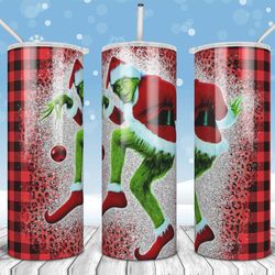 christmas wrap skinny glitter tumbler, sublimation merry 20oz skinny tumbler, grinch christmas 30oz skinny tumbler