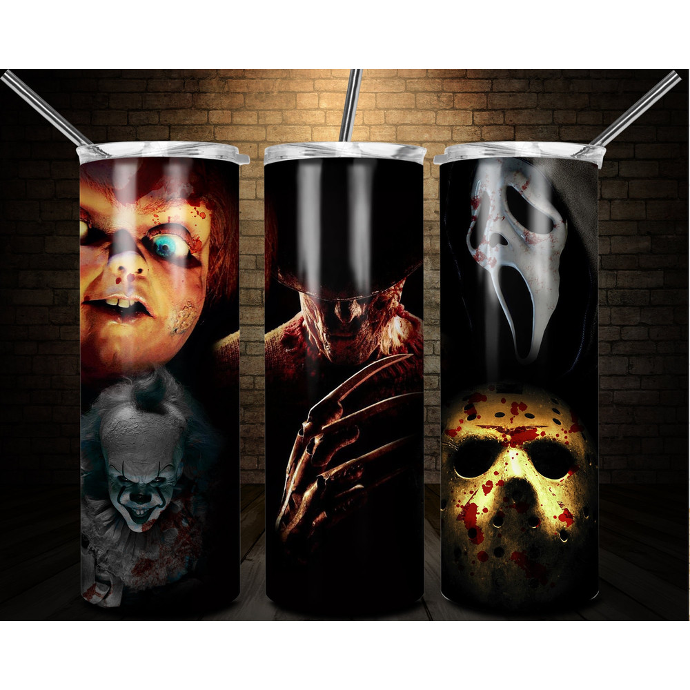 Horror Movie Tumbler, Horror Movie Skinny Tumbler, Horror Movie 20oz Skinny Tumbler, Twisted Nightmares Tumbler.png