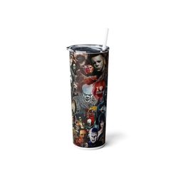 horror movie tumbler, horror movie skinny tumbler, horror movie 20oz skinny tumbler, wicked enigmas tumbler