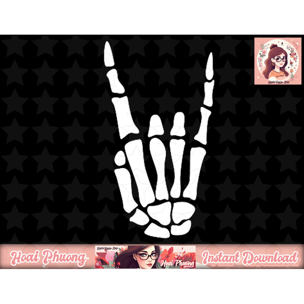 Rock On Skeleton Hand Sign - Minimalistic Halloween Costume png, instant download.jpg