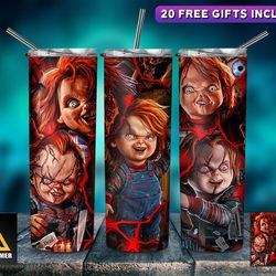 chucky returns the devil's doll, 20oz skinny tumbler, 30oz skinny tumbler