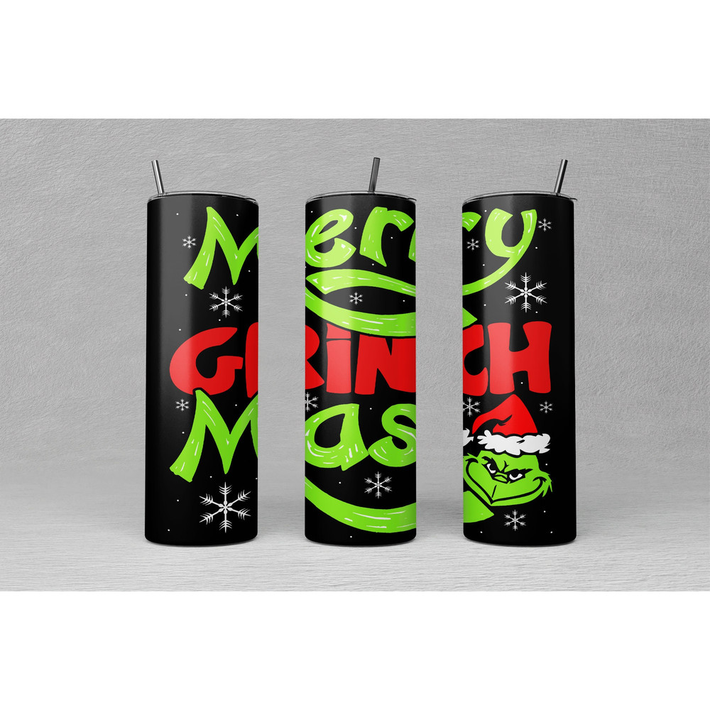 Merry Grinchmas 20oz Skinny Tumbler Design Grinch Tumbler Wrap Christmas Tumbler Png Grinch Sublimation Commercial Use Included.jpg