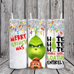 the grinch hates christmas skinny tumbler,sublimation wrap 20oz skinny tumbler,christmas grinch wrap 30oz skinny tumbler