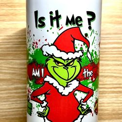 grinch am i the drama skinny glitter tumbler,sublimation 20oz skinny glittertumbler,christmas 30oz skinny glittertumbler