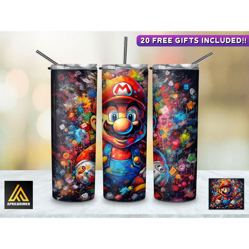 Game Characters 20 Oz Skinny Tumbler StraightTapered Wrap Png Sublimation Design, Gamer Tumbler PNG File Digital Download.jpg