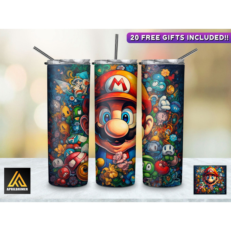 Game Characters 20 Oz Skinny Tumbler StraightTapered Wrap Png Sublimation Design, Gamer Tumbler PNG File Digital Download-2.jpg