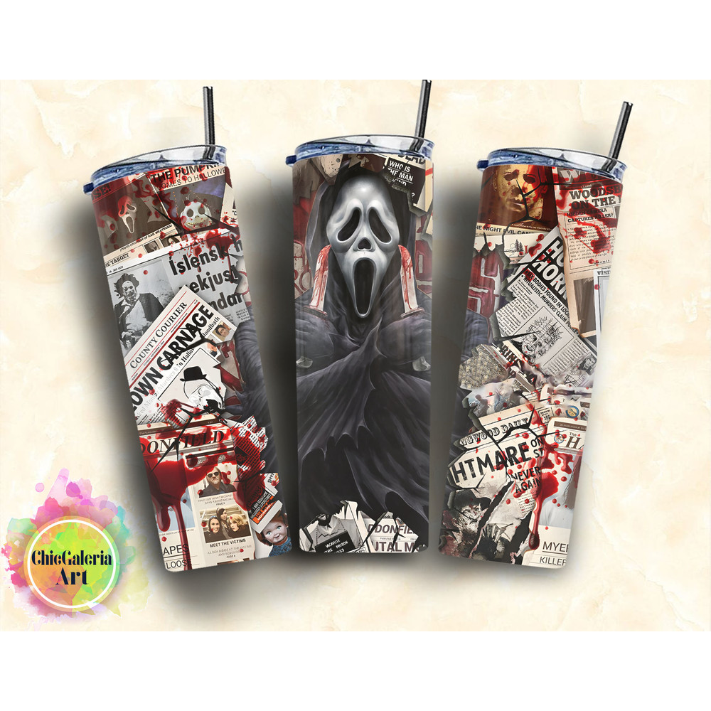 Horror Movie 20oz Skinny Straight & Tapered Designs, Halloween Tumbler Designs,Horror Movie Tumbler Wrap PNG,Digital download-1.jpg