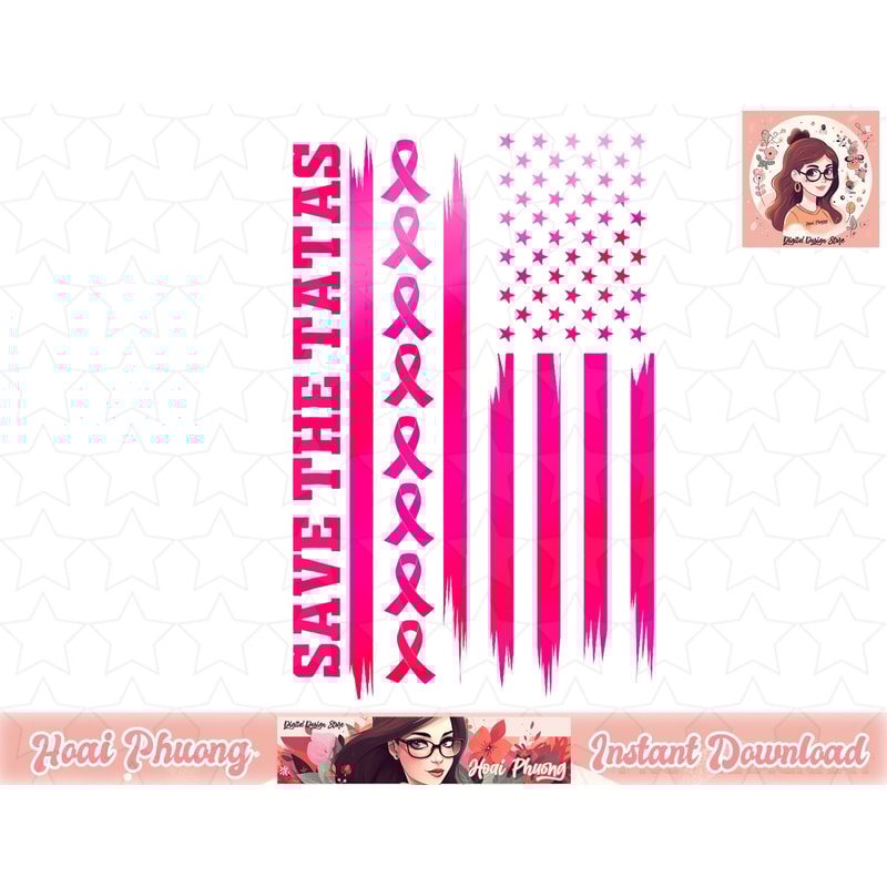 Save The Tatas American Flag - Fighting Breast Cancer png, instant download.jpg