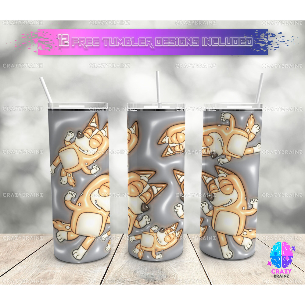 Inflated Puff Cartoon 20oz Skinny Tumbler Wrap PNG Sublimation - Movie Character Tumbler Straight and Tapered PNG Instant Download.jpg