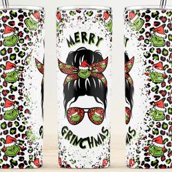 grinch stainless steel tumbler, merry grinchmas stainless steel tumbler, options choose straight stainless steel tumbler