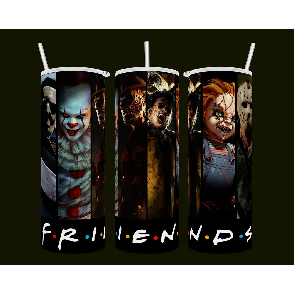 Horror Movies Characters Tumbler, Horror Movie 20oz Skinny Tumbler, Horror Movie Tumbler, Horror Movie 30oz Skinny Tumbler.png