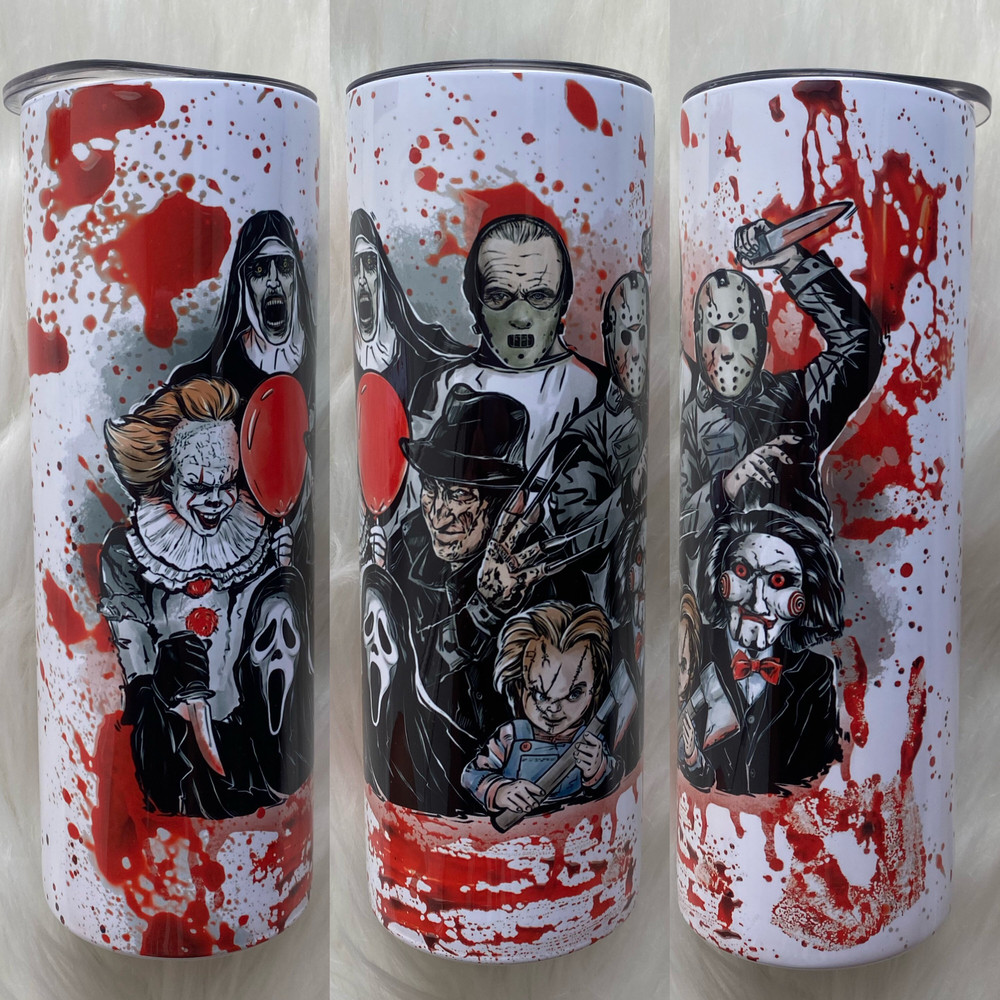 Horror Steel Tumbler, Horror Movie 20oz Skinny Tumbler, Horror Movie Tumbler, Horror Movie 30oz Skinny Tumbler.png