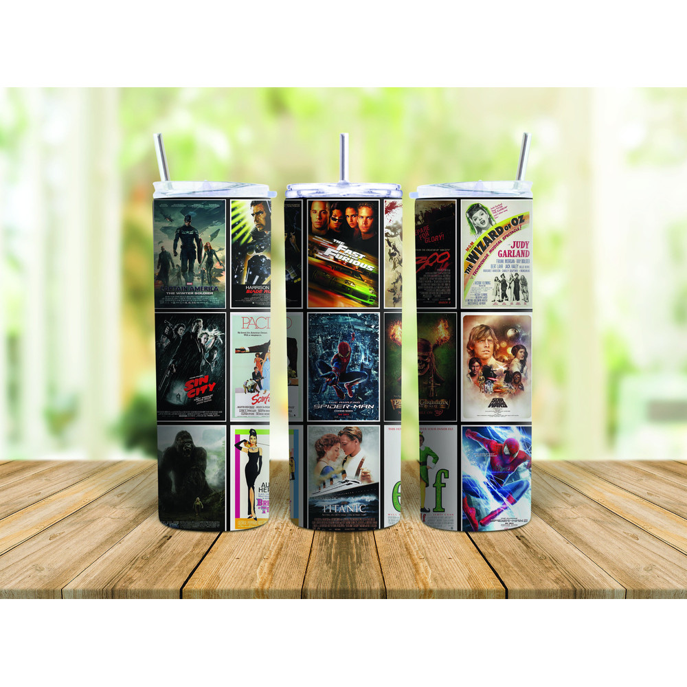 Movie Tumbler Design, 20oz Skinny tumbler wrap, Movie Poster Sublimation, Movie Tumbler Wrap, Instant Download, Movie Collage, Movie #4.jpg