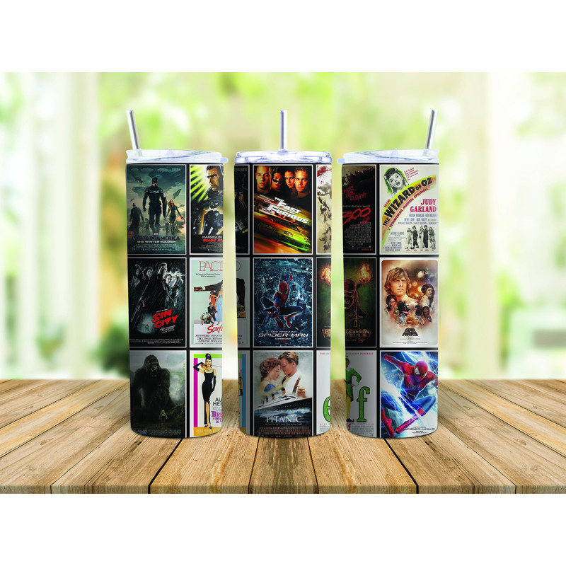 Movie Tumbler Design, 20oz Skinny tumbler wrap, Movie Poster Sublimation, Movie Tumbler Wrap, Instant Download, Movie Collage, Movie #4.jpg