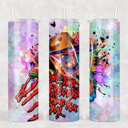 freddy's gloved grip fear's embrace, 20oz skinny tumbler, 30oz skinny tumbler