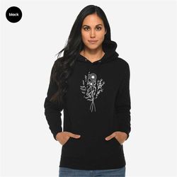 minimalist flower sweatshirt, floral clothing, inspirational long sleeve shirts, minimal flowers hoodie, wild flower shi