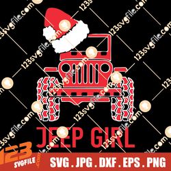 Jeep Girl Christmas SVG, Christmas Jeep SVG, Jeep Santa SVG PNG DXF EPS