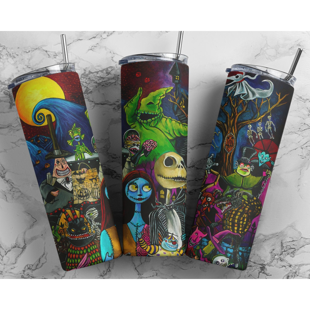 The Nightmare Before Christmas 20oz Skinny Tumbler, Halloween Tumbler Sublimation, PNG StraightTapered Files, Instant Download.jpg