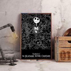 the nightmare before christmas poster, movie poster, film poster, wall art, wall decor, prints, home decor, tim burton's