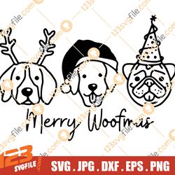 Merry Woofmas Dog SVG, Dog Christmas SVG, Santa Hat Dog SVG