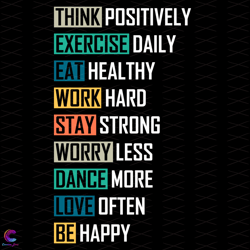 inspirational message think positive love often be happy svg, trending svg, insp