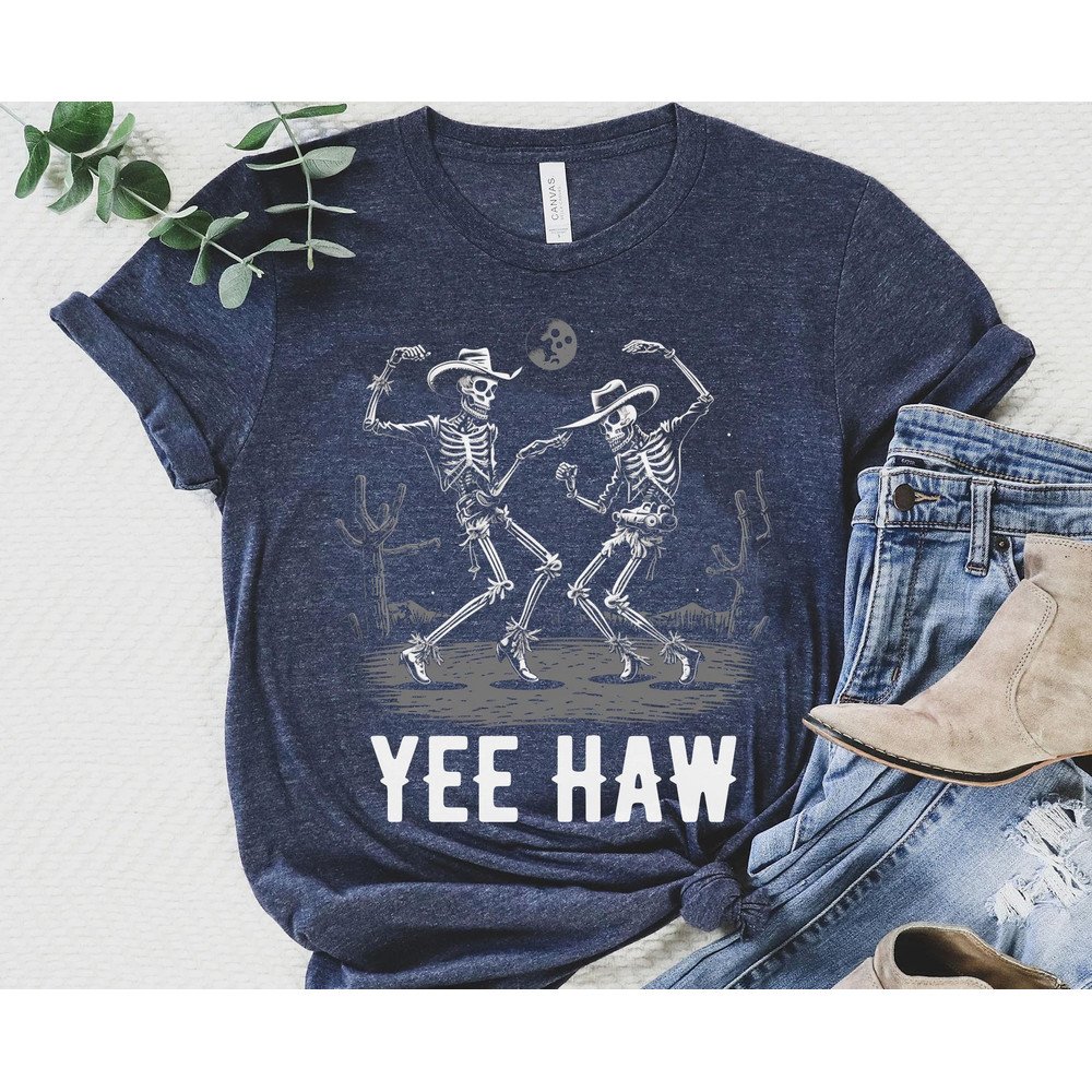 Cowboy Skeleton Yeehaw Shirt Dancing Skeleton T-shirt Western Southern Life Country Music Tee Trendy Western Graphic Tee - 2.jpg