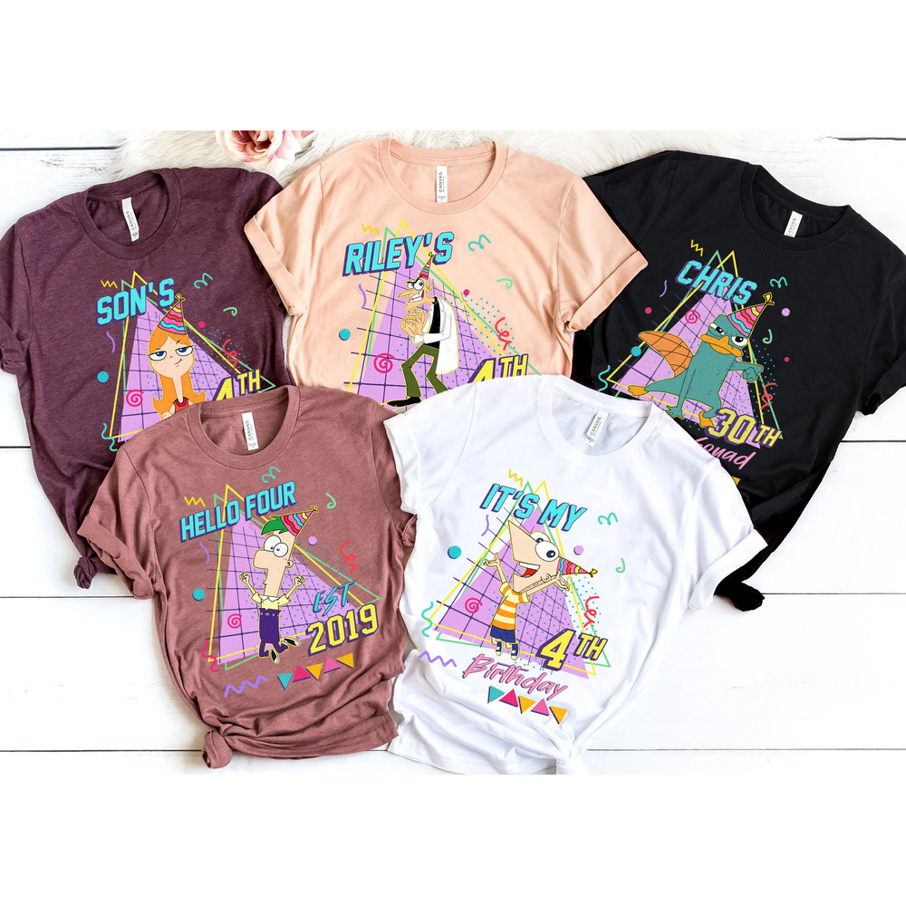 Custom Disney Phineas And Ferb Birthday T-shirt  Perry Dr Doofenshmirtz Candace  Personalized Disney Birthday Shirt  Birthday Boy Girl - 1.jpg